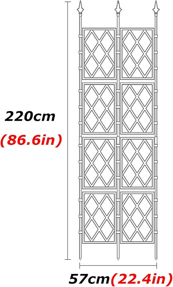 Outdoor Garden Trellis with PE Coated Steel Pipe Metal Plant Trellis Fence for Potted Plants Climbing Plants for Outdoor Patio Lawn Yard Backyard Wall Decoration(57x220cm)