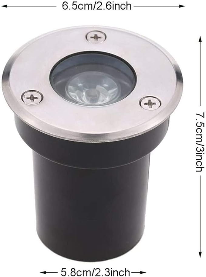 1W IP67 Waterproof LED Underground Spotlight Stainless Steel Recessed Outdoor Lighting (12V White 24V Yellow)