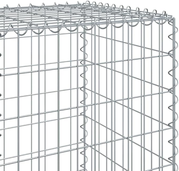 Gabion Basket with Cover 157.5 x 19.7 x 59.1 Galvanized Iron Raised Garden Bed Wire Basket for Outdoor Landscaping Garden Planters Flower Beds Vegetable Garden Bed and Retaining Walls