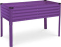 Galvanized Raised Garden Beds Outdoor with Legs // 48×24×31in Elevated Planter Box for Vegetables Flowers (Purple) // Large Metal Garden Bed for Backyard Patio Gardening