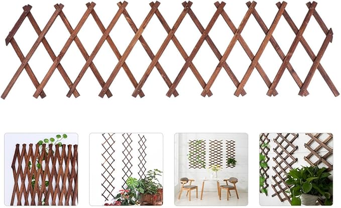 VICASKY Expandable Wooden Garden Trellis Climbing Plant Support Carbonized Anti-Corrosion Wood Vine Fence 0.9cm Thick 44cm X 22cm Frame for Outdoor Patio and Lawn