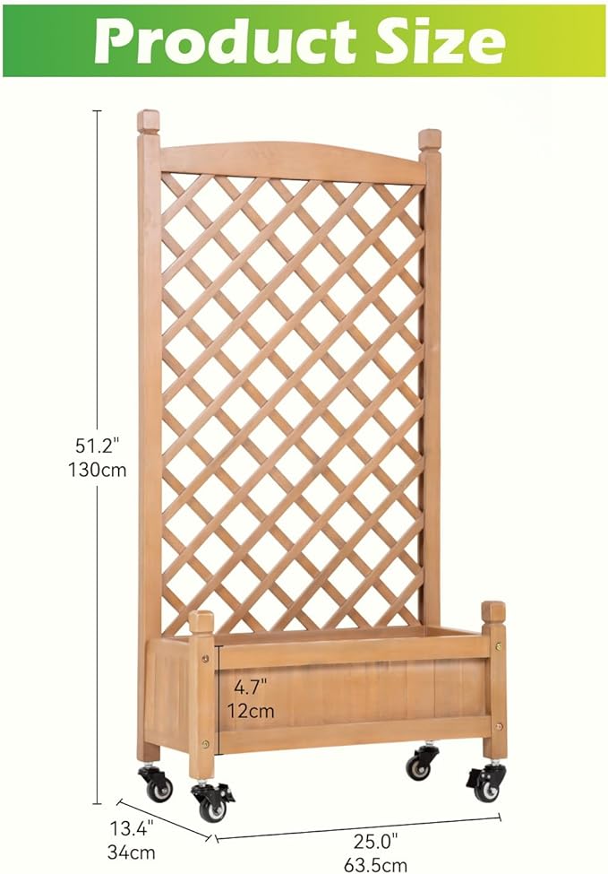 Planter Box with Trellis Planter with Trellis Wood Planter Box &amp Diamond Lattice TrellisRaised Garden Bed Trellis w/Drainage Holes Optional Wheels Planter Box for Climbing Plants Planter Box 2
