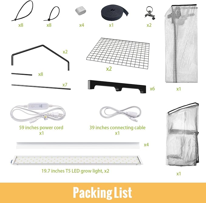 Mini Indoor Greenhouse with Grow Light 2-Tier Plant Stand with PVC Tent Ventilation Window Bottom Pouch 20W Full Spectrum Grow Light with Timer for Seed Starting 27 L x 19 W x 35 H