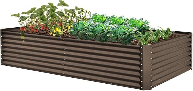 Planter Boxes Outdoor 8×4×2 Ft Metal Garden Raised Bed Galvanized Garden Boxes Outdoor Raised for Elevated Vegetable Flower Herbs (8×4×2FT)