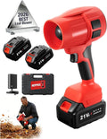 Power Leaf Blower 21V Cordless Lightweight Handheld Electric Turbo Jet 2x4Ah Batteries Fast Charger 1000000 RPM High Speed with Ergonomic Handle for Yard Cleaning Lawn Maintenance Blowing Leave (Red)