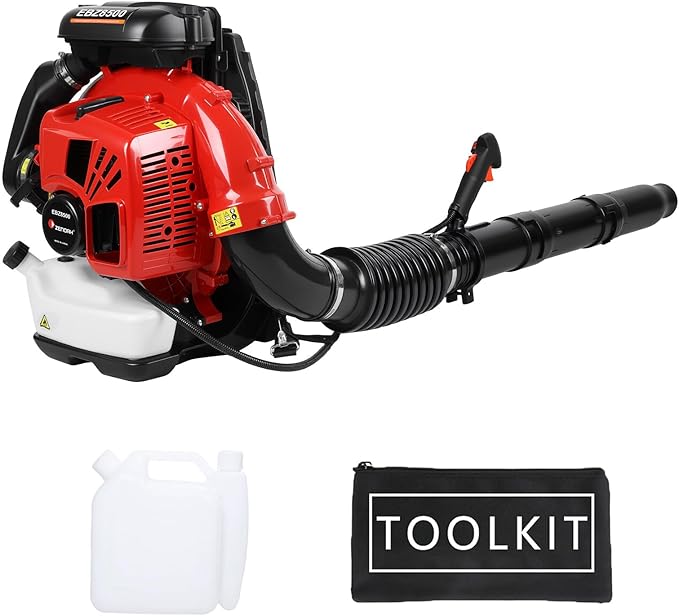 Gas Powered Backpack Leaf Blower 75.6cc 2-Stroke 850 CFM Airflow &amp 200 MPH Wind Speed Yard Blower for Leaves Snow &amp Outdoor Cleanup