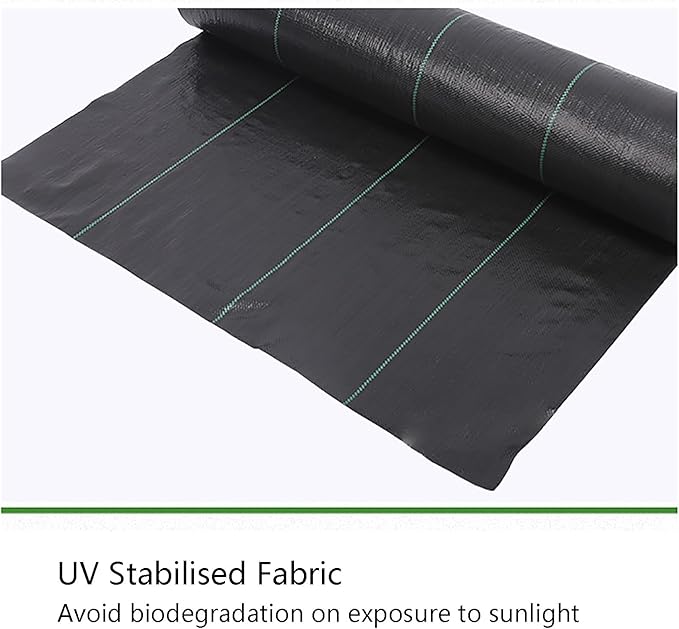 Weed Control Membrane UV Stabilised Weed Barrier Fabric Weed Matting High Tensile Strength Landscape Ground Cover for Artificial Grass Patios Paths Flower Beds(1 * 100m)