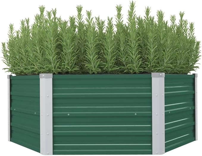 Outdoor Metal Raised Garden Bed for Vegetables Flowers Herbs Galvanized Planter Raised Garden Boxes Outdoor 50.8x50.8x18.1 Galvanized Steel Green-162