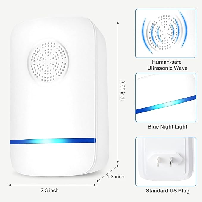 Ultrasonic Pest Repeller 6 Packs Pest Repellent Ultrasonic Plug in Indoor Pest Control for Insect Mouse Spider Ant Bug Roach Repellent Indoor for Home Garage Warehouse Office Hotel