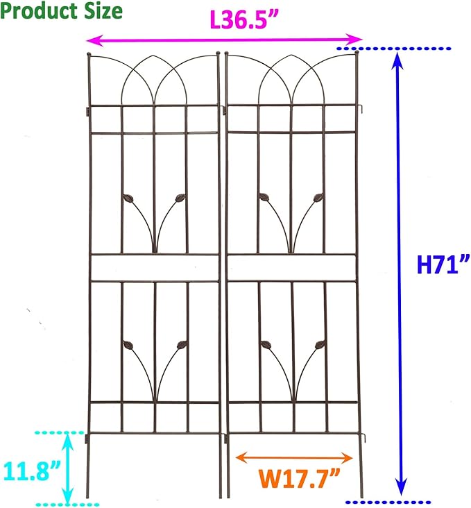 2 Pack Metal GTr71 x 17.7 Rustproof for Climbing Plants Outdoor Flower Support Brown