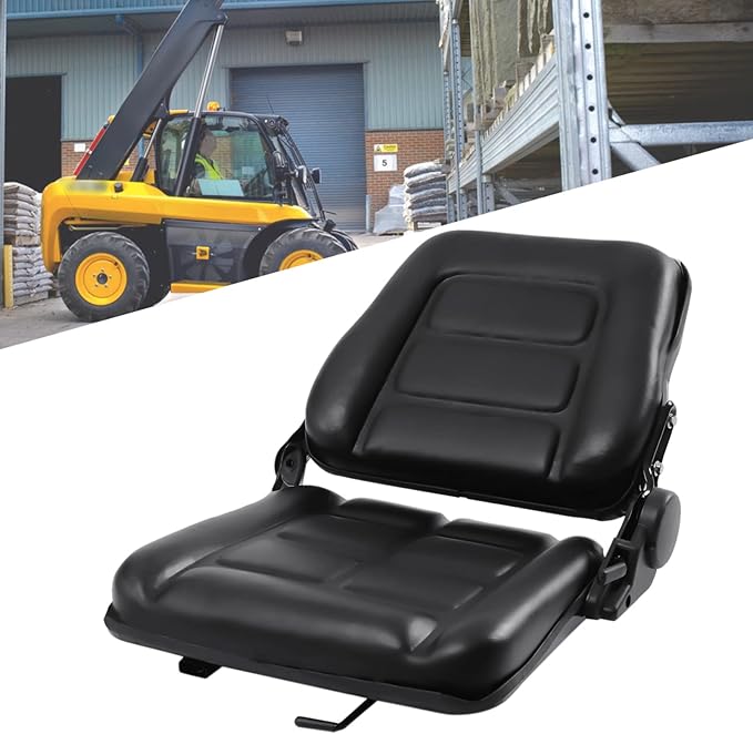 Universal Forklift Seat Forklift Seat with Adjustable Backrest Foldable Lawn Mower Seat with Pre-Drilled Holes for Garden Excavator Bulldozer Trencher (Classic)