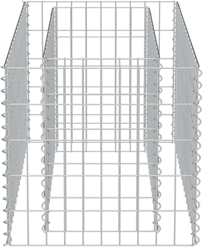 Galvanized Steel Gabion Planter Raised Bed Outdoor Garden Galvanized Steel Wire Mesh Grid Stone Wall Flower Raised Bed for Vegetables Flowers Plants 35.4x19.7x19.7