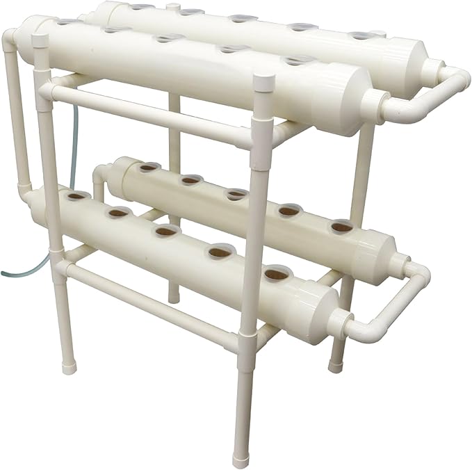 Hydroponic Grow Kit 20 Plant Sites Vegetables Hydroponics Growing System Food-Grade PVC-U Pipes for Fruits Vegetables Herb White(4.3'' Dia Pipes 4 Pipes 2 Layers)