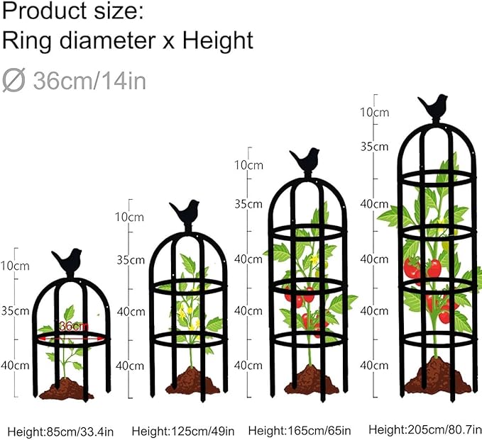 Garden Trellis for Climbing Plants Metal Obelisk Flowers Stand Tomato Cage Plant Support Metal Pipe for Vines Flower Climbing Rose Clematis Vegetable Tomato Trellis(White36x205cm)