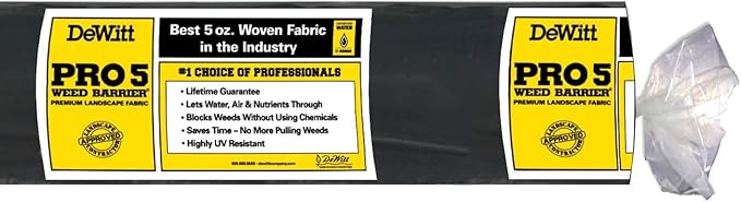 Dewitt Pro-5 Weed Barrier Fabric 5 oz 4x250 &amp 5x250 Feet – Heavy-Duty Woven Landscape Ground Cover Mat for Raised Garden Bed Greenhouse Gardening Outdoor Landscaping and Commercial Planting