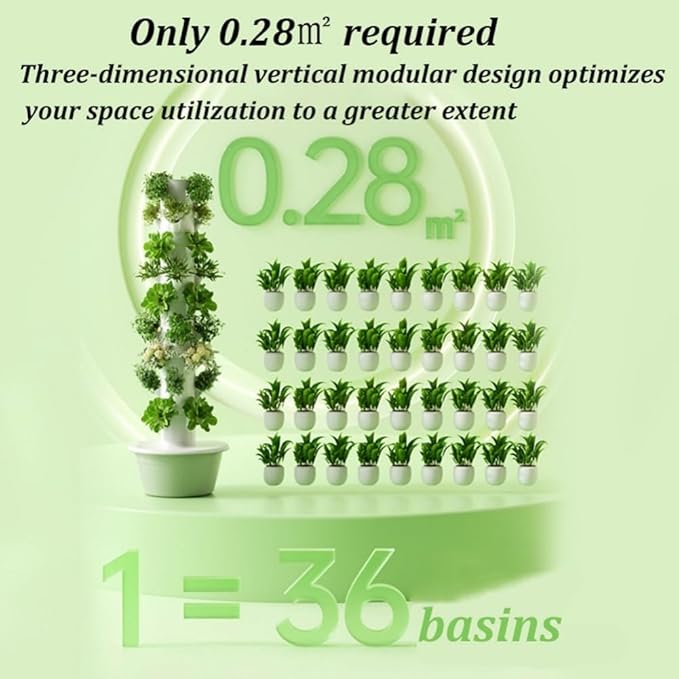 Hydroponic Growing System Vertical Tower Garden System Hydroponic Tower with Led Light Automatic Water Circulation System Suitable for Leafy Greens and Herbs(5 Layer)