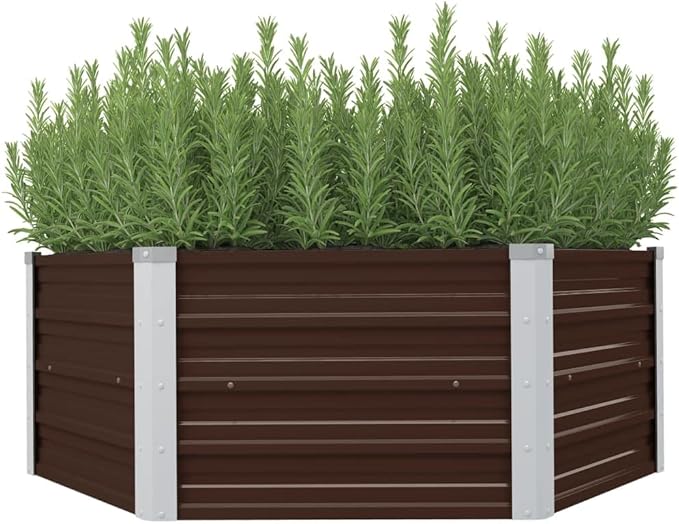 Raised Garden Bed Galvanized Planter Box OutdoorOutdoor Galvanized Planter BoxesMetal Garden Box for Gardening Vegetables Flowers Brown 50.8x50.8x18.1 Galvanized Steel