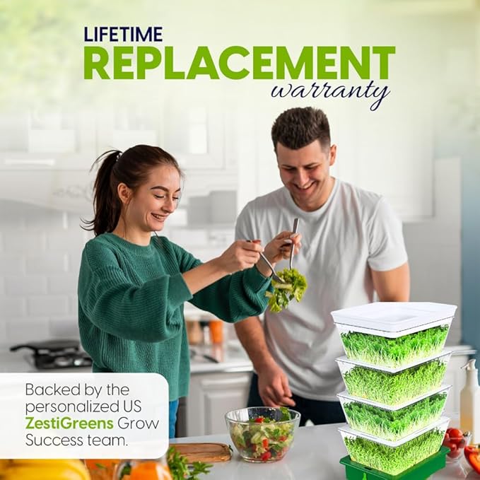 2026 Upgraded 4-Tier Stackable Seed Sprouter with Air Holes &amp Easy Sink-Draining Spout Tray – Soil-Free Sprouting System for Broccoli Alfalfa &amp Bean Sprouts.