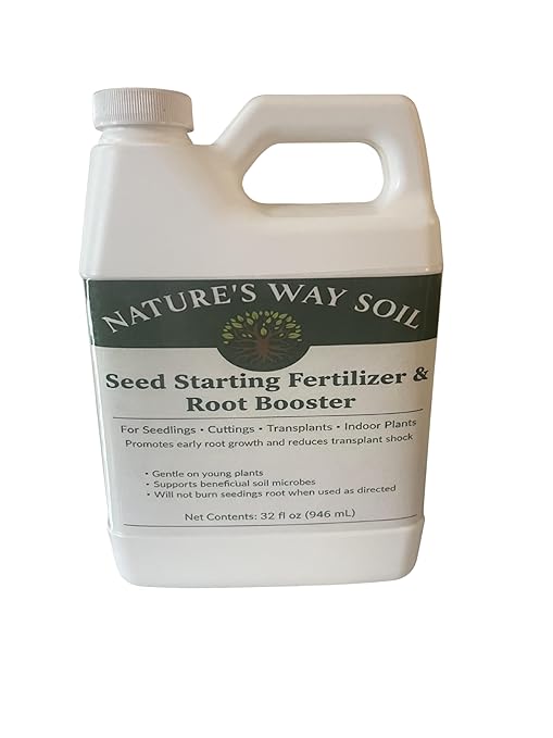 Nature’s Way Soil® Seed Starting Fertilizer &amp Transplant Shock Root Booster – Organic Liquid Plant Food for Seedlings Cuttings &amp Indoor Plants – Kelp Humic &amp Beneficial Microbes – 32oz