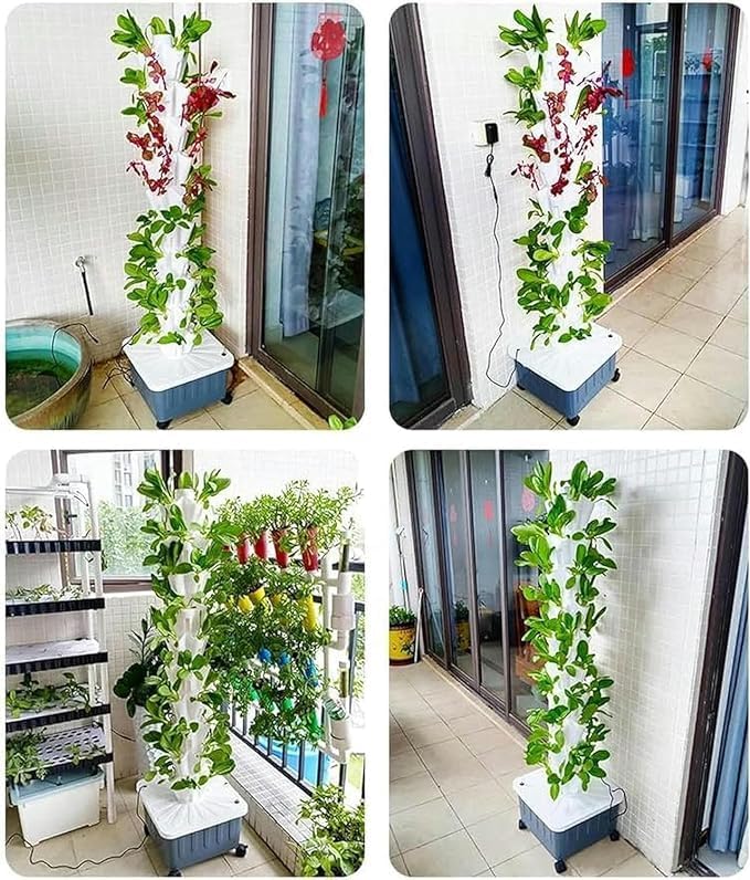 Hydroponics Growing System 15 Floors 45 Holes Hydroponics Tower Set Hydroponic Growing Garden Hydroponic Growing Vertical Tower Hydroponic Growing Kit for Indoor Suitable for Indoor Home