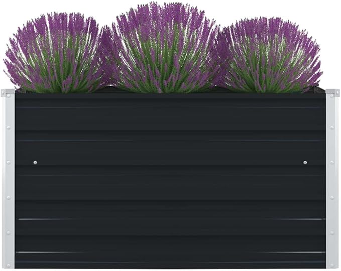 Raised Garden Planter Raised bedsGalvanized PlanterFlower BedTroughMetal PlanterRaised Garden BedBed 39.4x39.4x17.7 Galvanized Steel Anthracite