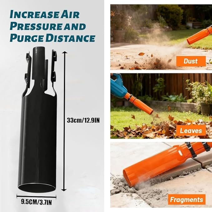 Leaf Blower Air Booster - Universal Nozzle Attachment High-Speed Airflow Accelerator for 2–4 Inch Tubes Plastic Turbo Extension Boosts Wind Power &amp Blowing Distance for Blower (2 Orange)