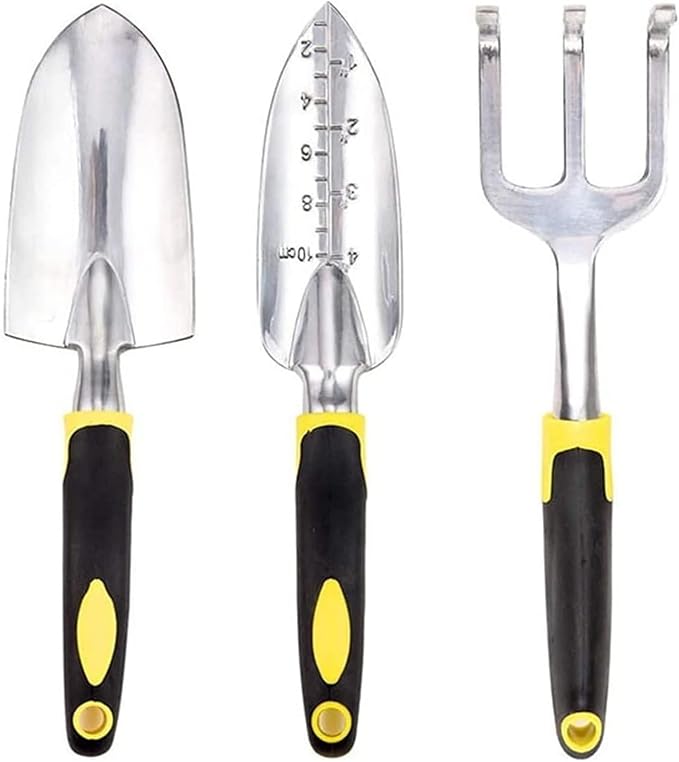 Mini Garden Tool Set 3 Piece Set Practical Shovel Scissors Multifunction Hand Tools Gardening Cultivation Supplies(Yellow)