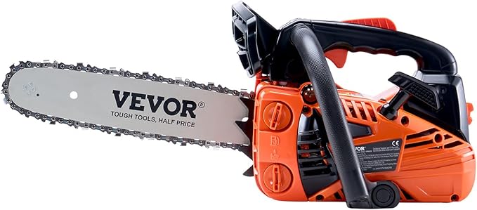 VEVOR 25.4 CC 2-Cycle Top Handle Gas Powered Chainsaw 12 Inch Petrol Handheld Cordless Chain Saw for Tree Wood Cutting