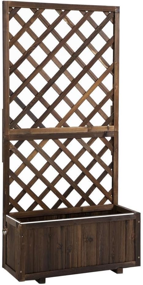 Garden BedWooden Raised Garden Bed Planting Planter Box with Trand Drain Holes for Climbing Vine Plants