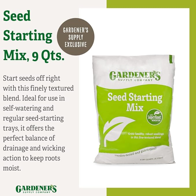 Gardeners Supply Company SuperRoot Booster Seed Starter Mix | Promotes Strong Roots &amp Boost Plant Growth | High Nutrients Plant Food for Seed Starting Trays and Planters - (9 Quarts)