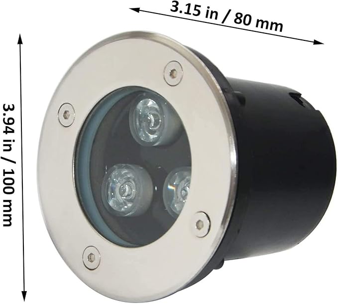 3W RGB LED Underground Light - IP65 Waterproof Recessed Spotlight for Garden Pathway Aluminum Tempered Glass (Green &amp Red 12V)