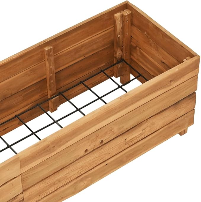 Raised Bed Garden beds Outdoor Planter Boxes Outdoor Garden Planter Suitable for Flowers Restaurants Backyard Patios 59.1x15.7x15 Recycled Teak Wood and Steel