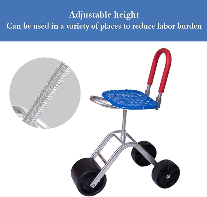 360° Swivel Rolling Gardens Cart with SeatFoldable Garden Scooter for Outdoor Lawn Yard Planting(Red)