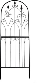 SCENDOR Metal Trellis 86.6 H x 29.5 W Tall Powder-Coated Black Garden Trellis Wrought Iron Heavy Scroll Metal Decoration Lawn Patio for Rose Clematis Ivy Weather Resistant Garden Addition