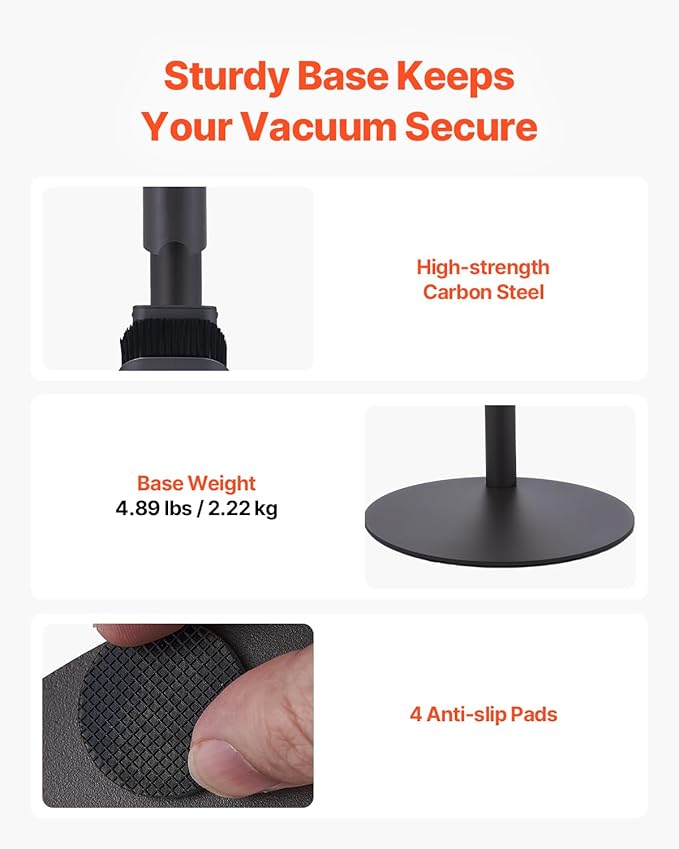 VEVOR Vacuum Stand Compatible With Dyson V7 V8 V10 V11 V12 V15 Series Upright Vacuum Cleaners &amp Accessories Stable Vacuum Stand Holder with 4 Anti-slip Pads and 3 Clips for Storing 6 Brush Heads