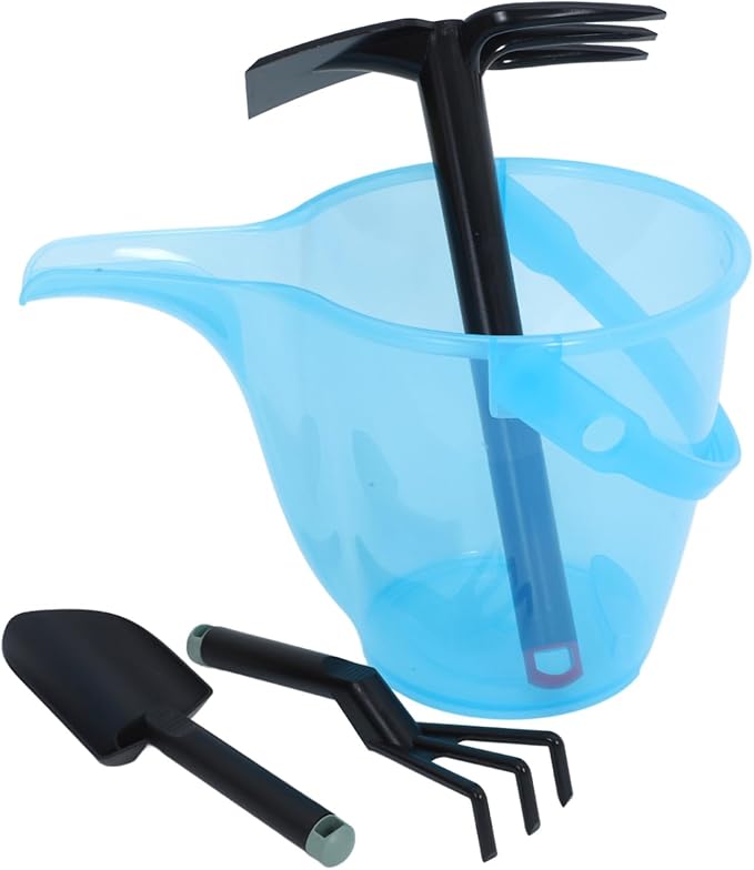 Happyyami Heavy Duty Gardening Shovel Set with Bucket and Soil Fork Portable Tools for Beach Garden and Farm Use Compact Outdoor Transplanting and Digging Kit
