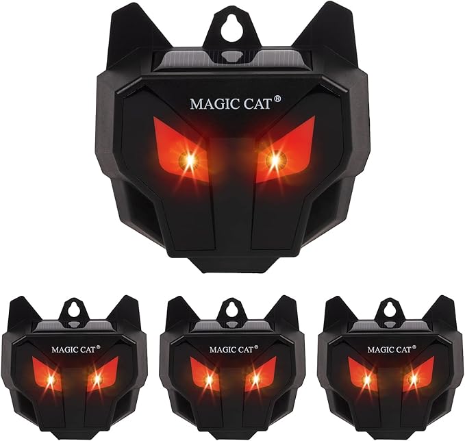 MAGIC CAT Solar Animal Repellent Wild Animal Predator Red Eyes LED Blinking Lights Waterproof Nocturnal Animal Repeller to Keep Skunk Deer Coyote Raccoon Away from Garden Yard Farm Chicken Coop