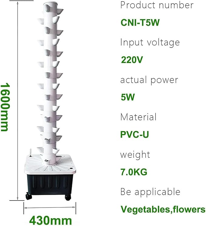 System of Hydroponic Culture for Gardening Inside Vertical Garden to Cultivate Herbs Fruits and Vegetables - System of Aerial Gardening and Hydroponic Kit with 45
