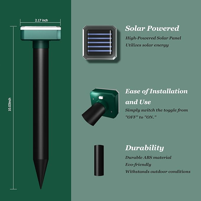 Powerful Snake Repellent for Yard &amp Outdoor Snake AwaySolar Sonic Snake Repeller Waterproof - Safe for Pets and Kids Keeps Snakes Away from Garage Lawn Home (6)