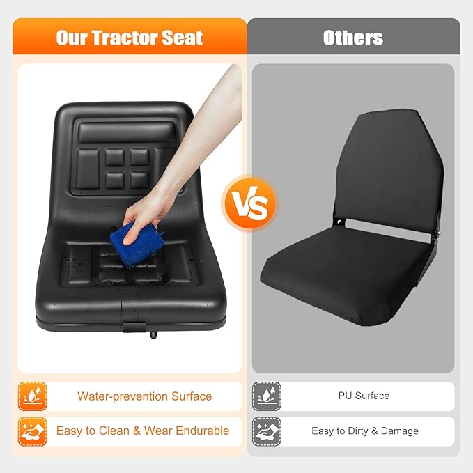 Universal Forklift Seat Garden Lawn Mower Seat PVC Tractor Seat Excavator Seat 0-6.3 Adjustable Waterproof Scratch-Resistant Replacement Seats Fits Excavator Backhoe Dozer Telehandler