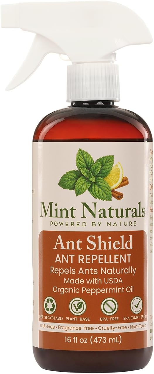 Natural Ant Repellent Spray – USDA Organic Peppermint Oil Formula that Helps Deter Ants 16 oz – Made in USA by Mint Naturals