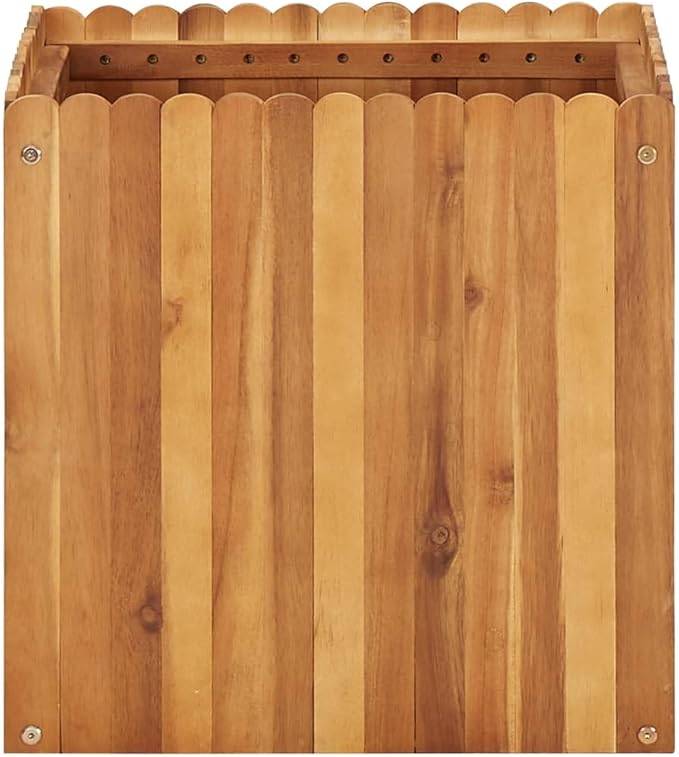 Solid Acacia Wood Garden Raised Bed Planter Box for Vegetables Grass Lawn Yard 19.7x19.7x19.7-387