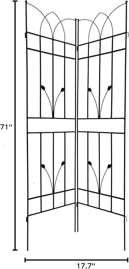 4 Pack Trellis for Climbing Plants Outdoor 6 FT Tall Galvanized Steel Garden Trellis for Patio Lawn Wall Decor Plant Trellis for Vine Cucumber Tomato Flower Clematis Roses Black