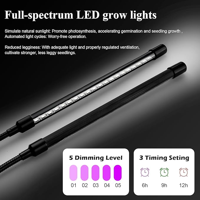 2-pack 1020 Trays with 7.3'' Domes &amp Heat Mats &amp Grow Lights – Heavy-Duty 1020 Seed Starter Kits Seedling Trays with Humidity Domes &amp Waterproof Heating Mats &amp LED Lights for Germinat