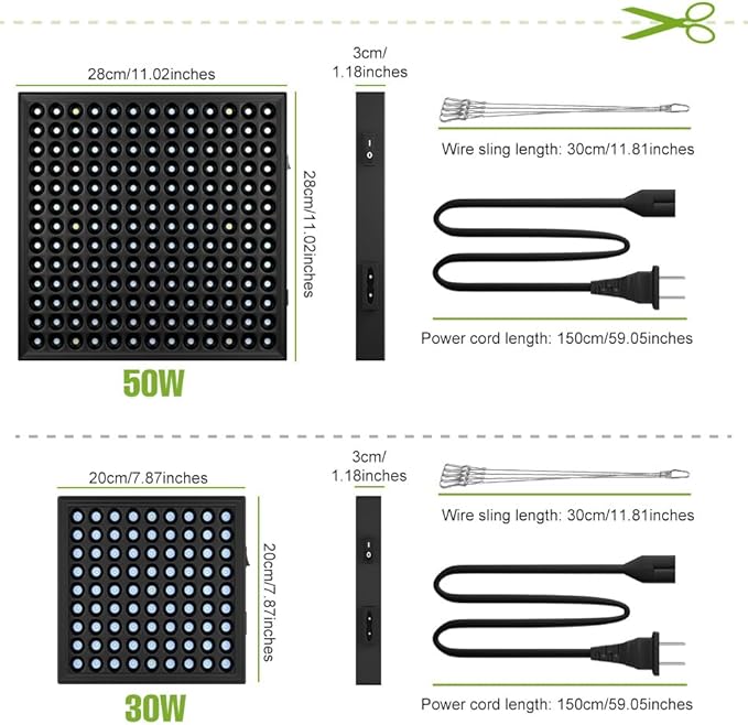 200W LED Full Spectrum Indoor Planting Lamps 100-277V Seedling Cultivation Light 169LEDs Greenhouse Tent Fruit Fill Lighting 110V Hydroponic Flower Moss Potted Cactus Lights US Plug with Hook Hanging