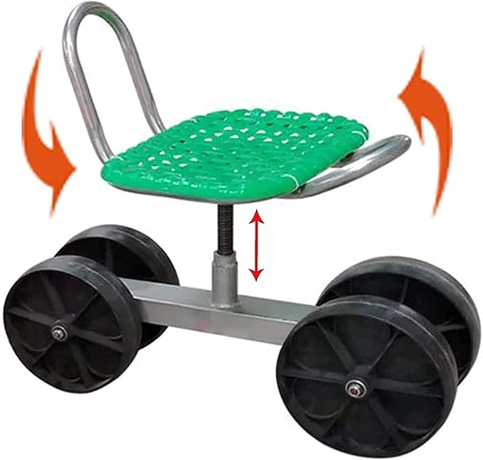 Garden Seat On WheelsSeat Roll Seat Garden Utensils 360°Rotating Agricultural Swivel Chair for Gardening and DIY for Small Garden Tools(Green)