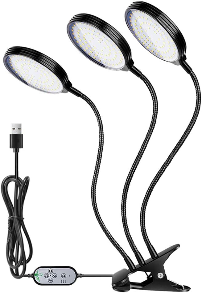 USB Plant Grow Light 78 LEDs Sunlight Full Spectrum Adjustable Desktop Clamp Growing Lamp for Indoor Plants 5 Dimmable Levels 4/8/12H Timer ClipOn Lamp for Easy Fixing on Items 360°Flexible