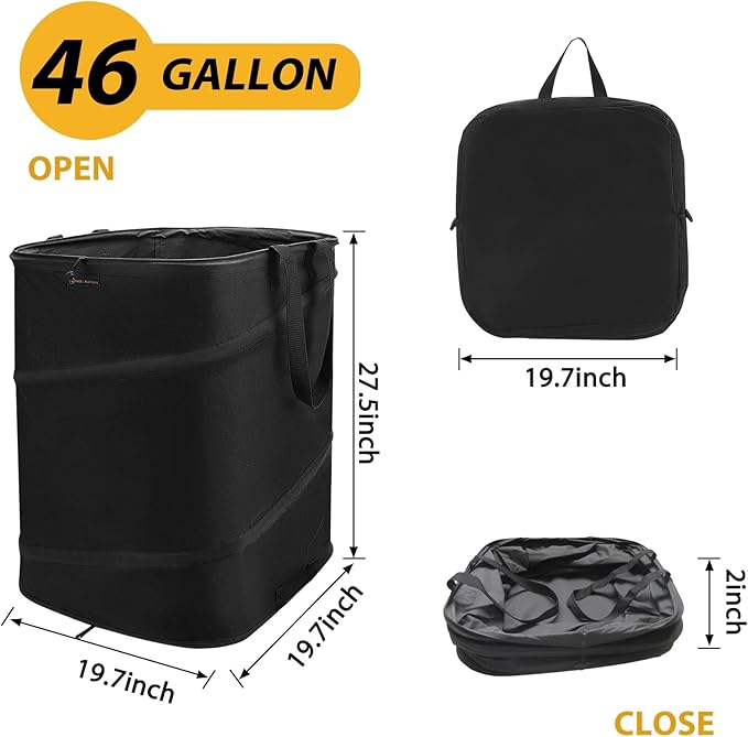 YUDI &amp GARDEN 46 Gallon Square Collapsible Yard Waste Bin Collapsible Trash Can for Collecting Weeds or Leaf or Yard and Party Waste