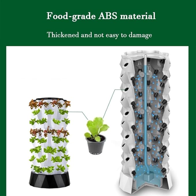 Garden Indoor Hydroponics Tower Vertical Garden Planter with LED Grow Light Water Circulation Cultivation Soilless Cultivation for Vegetable Fruit(10 Layers)