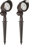 Maxxima LED Low-Voltage Landscape Light Fixture Garden Pathway Outdoor Lights 300 Lumens 3000K Warm White Hardwired Spotlight Adjustable Head for Yard 5W 12-24V AC/DC Weather Resistant Brown 2-Pack